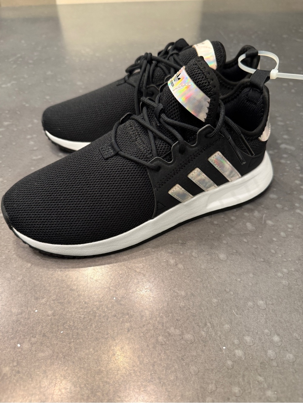 Adidas X_PLR Sneakers – Black with Iridescent Stripes – Size 3